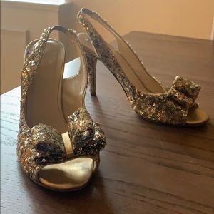 Kate Spade Gold Sequin Heels 7.5